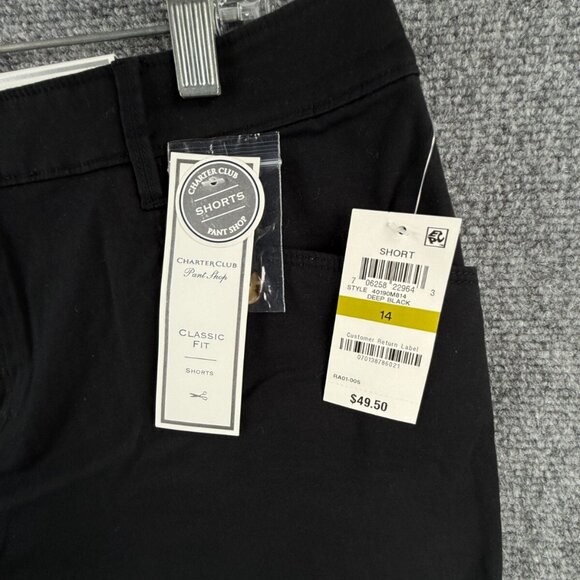 NWT Charter Club Shorts Women Size 14 Black Pockets Cotton Stretch Classic Fit - Picture 5 of 13